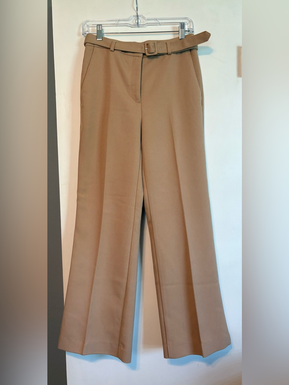 Ann Taylor Camel Wide-Leg Belted Trousers